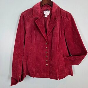 Rose Suede 100% Leather Jacket Women Size Large Western Boho Cowgirl Rodeo Style